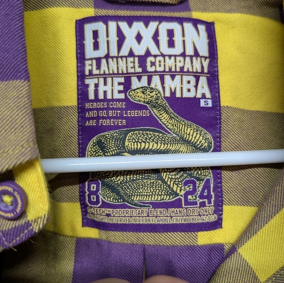 Dixxon The Mamba Kobe Bryant Flannel Mens Button Down Plaid Size Small New Tags - Picture 5 of 10